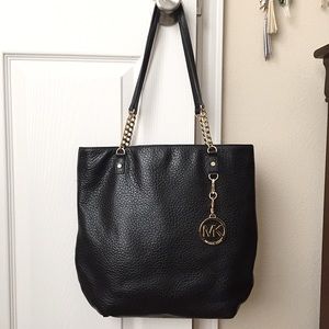 MICHAEL Michael Kors Black Leather Tote Handbag